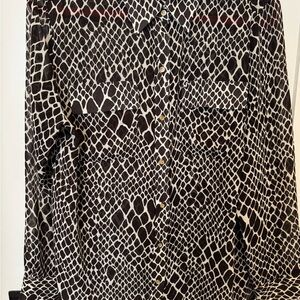 Charter Club Brown and White Animal Print Shirt